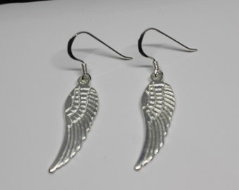 Sterling Silver Angel Wing Earrings: Tibetan Silver Charms