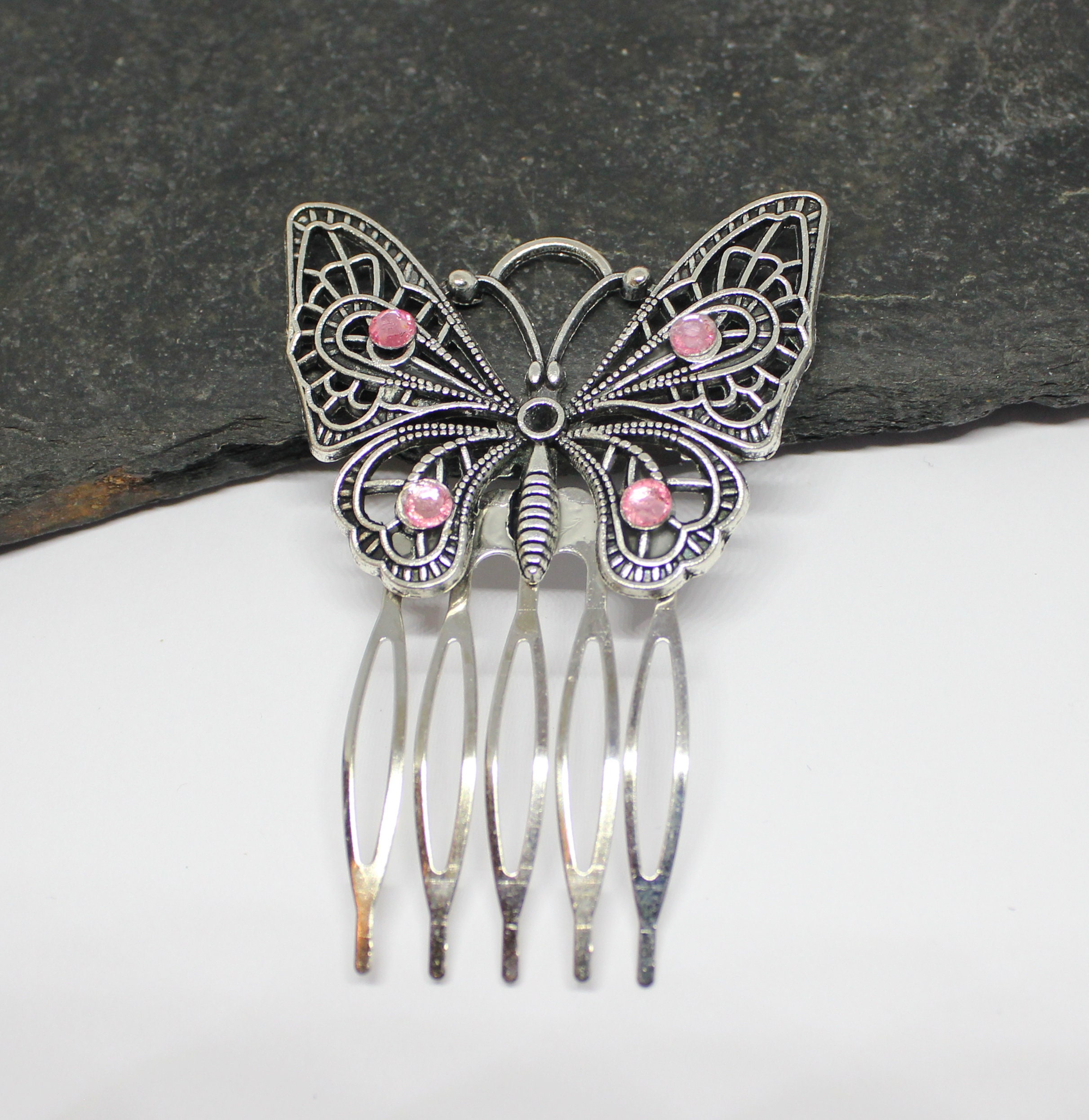 Silver Tones Butterfly Hair Comb Butterfly Hair Piece - Etsy Ireland