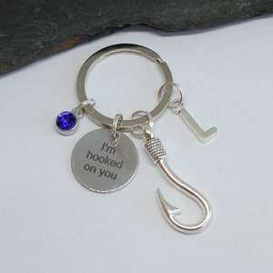 Hooked on You Schlüsselring, Angelhaken Schlüsselring, Hooked on You Schlüsselbund, Partner Geschenk, Ich bin auf Sie Mann Geschenk, Angler Fischer Geschenk