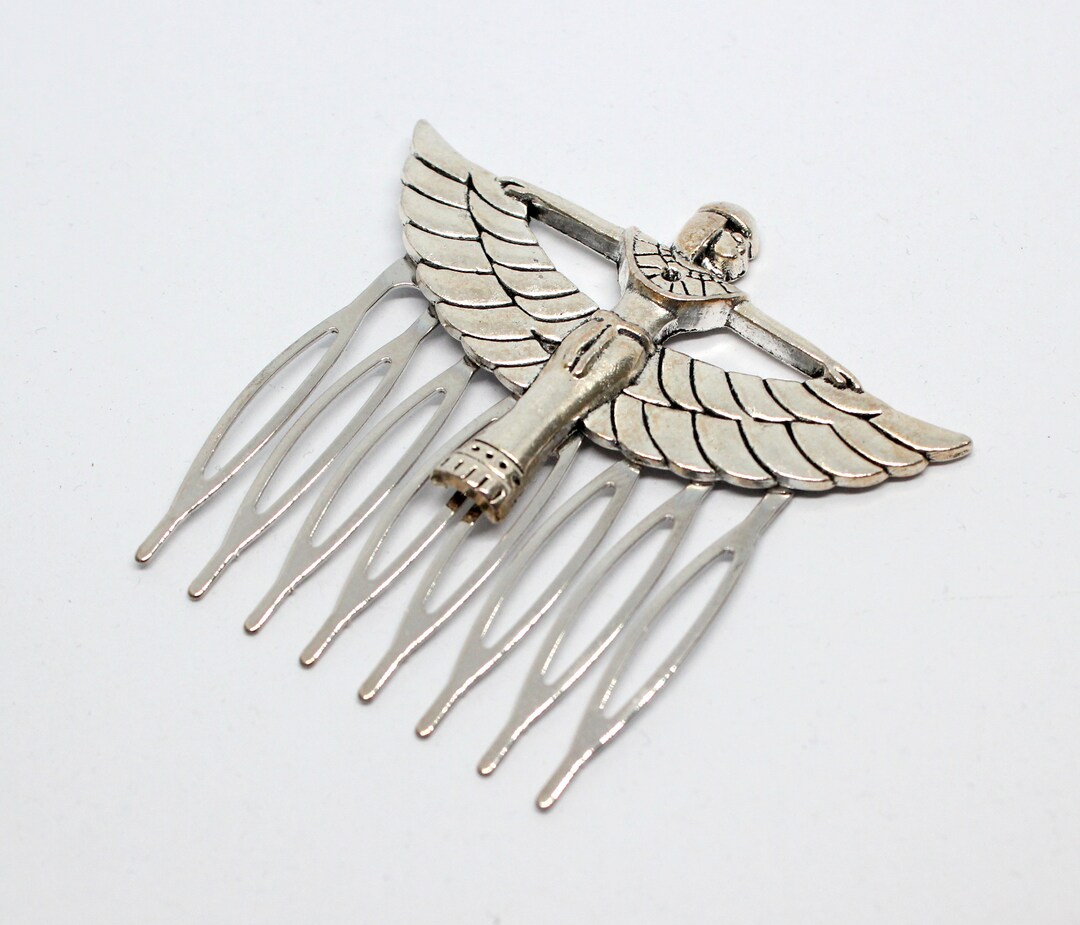 Goddess Hair Comb, Egyptian Goddess Wedding Hair Comb, Silver Goddess