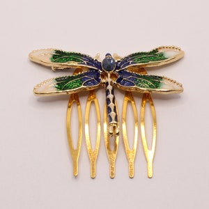 Beautiful Gold Tones Dragonfly Hair Comb, Woodland Wedding Dragonfly Hair Comb, Decorative Hair Comb, Dragonfly Comb, Bridal Comb