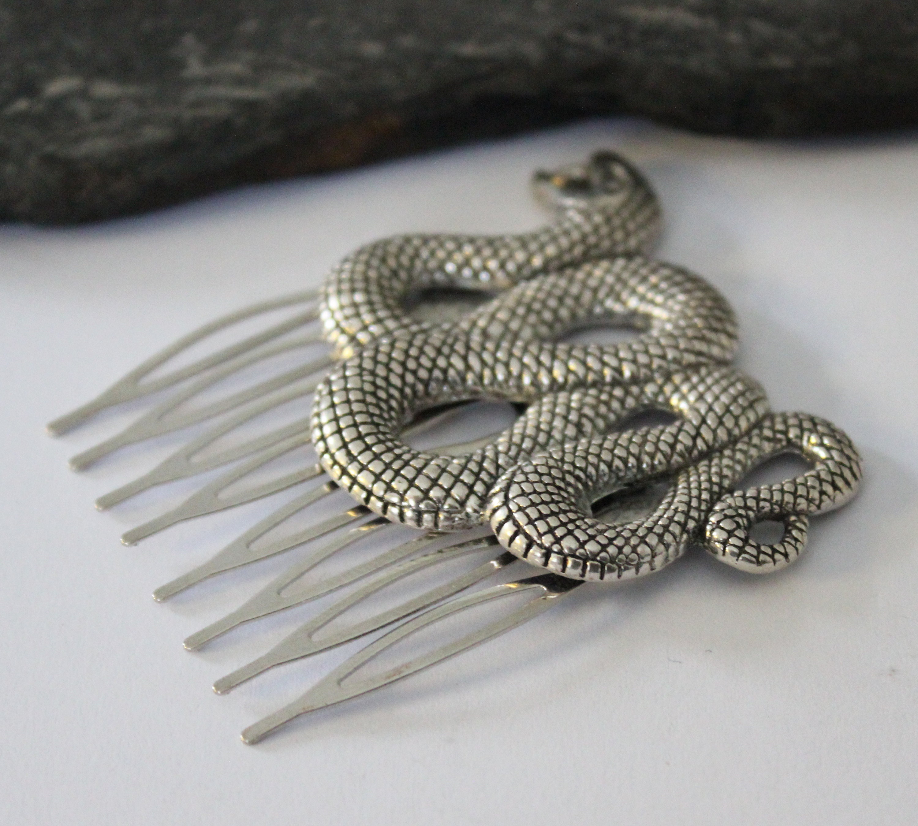 Silver Serpent Hair Comb: Decorative Snake Hair Accessory - Etsy