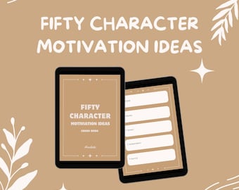 50 character motivation ideas ebook, Digital or Printable Writing Planner, Character Profile, Novel Templates, Goodnotes