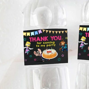Editable Chuck E Cheese Water Bottle Labels, Instant Download Chuck E Cheese Bottle Labels, Chuck E Cheese Party Supplies | CH01-9-2