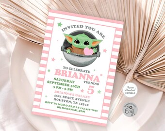 Baby Yoda Birthday Invitation #0710