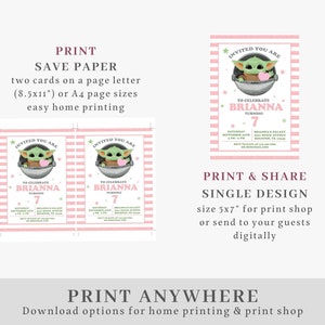 Editable Baby Yoda Birthday Invitation, ANY AGE, Baby Yoda Invitation, Baby Alien Invitation, Baby Yoda Instant Download Invitation #0710 image 8