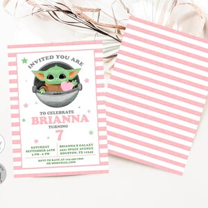 Editable Baby Yoda Birthday Invitation, ANY AGE, Baby Yoda Invitation, Baby Alien Invitation, Baby Yoda Instant Download Invitation #0710 image 6