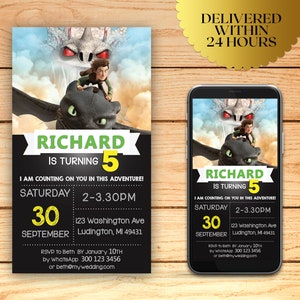 How to Train Your Dragon Birthday Invitation, Dragon Party Invitation, Dragon Adventure Party Invitation | I046