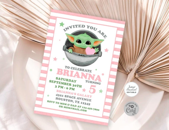 Baby Yoda Birthday Invitation #0710