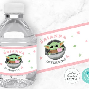 Editable Baby Yoda Water Bottle Labels, Instant Download Baby Yoda ...