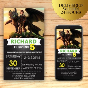 How to Train Your Dragon Birthday Party Invitation, How to Train Your Dragon Digital Invite, Dragon Birthday Invitation | I012