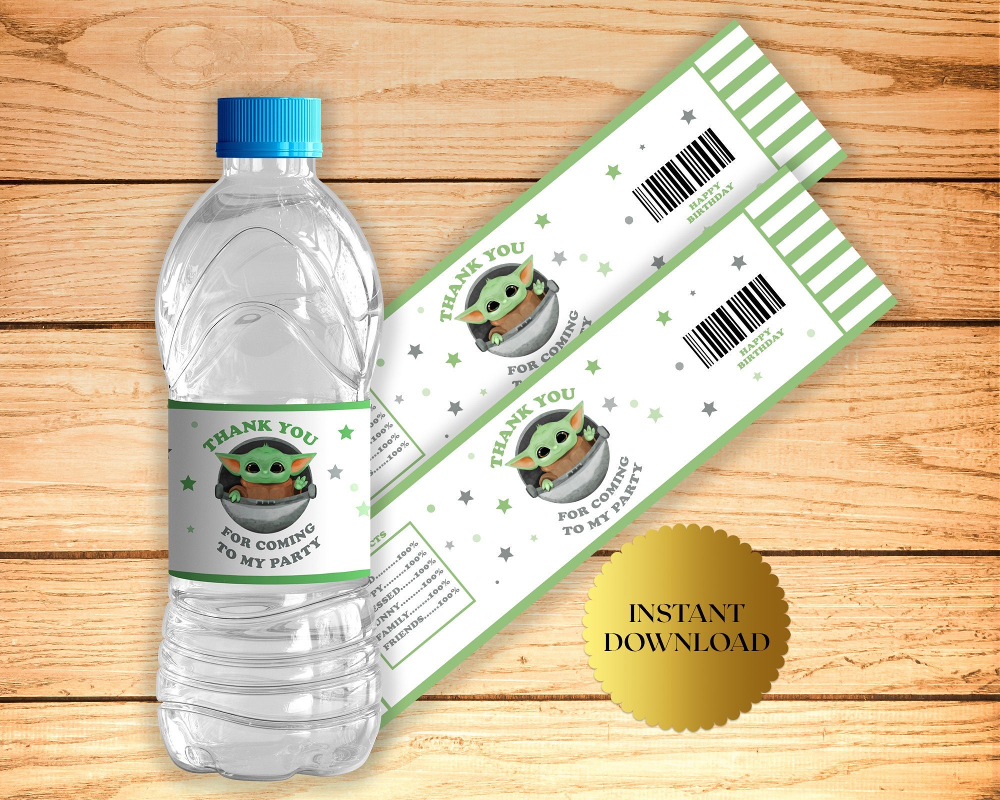 Instant Download Star Wars Water Bottle Labels Cute Baby Yoda Etsy