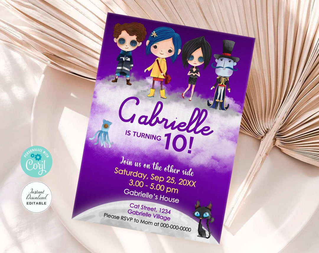 Coraline Birthday Invitation Coraline Thank You Tag ANY AGE Coraline Coraline Birthday Invitation Coraline Thank You Tag ANY AGE Coraline