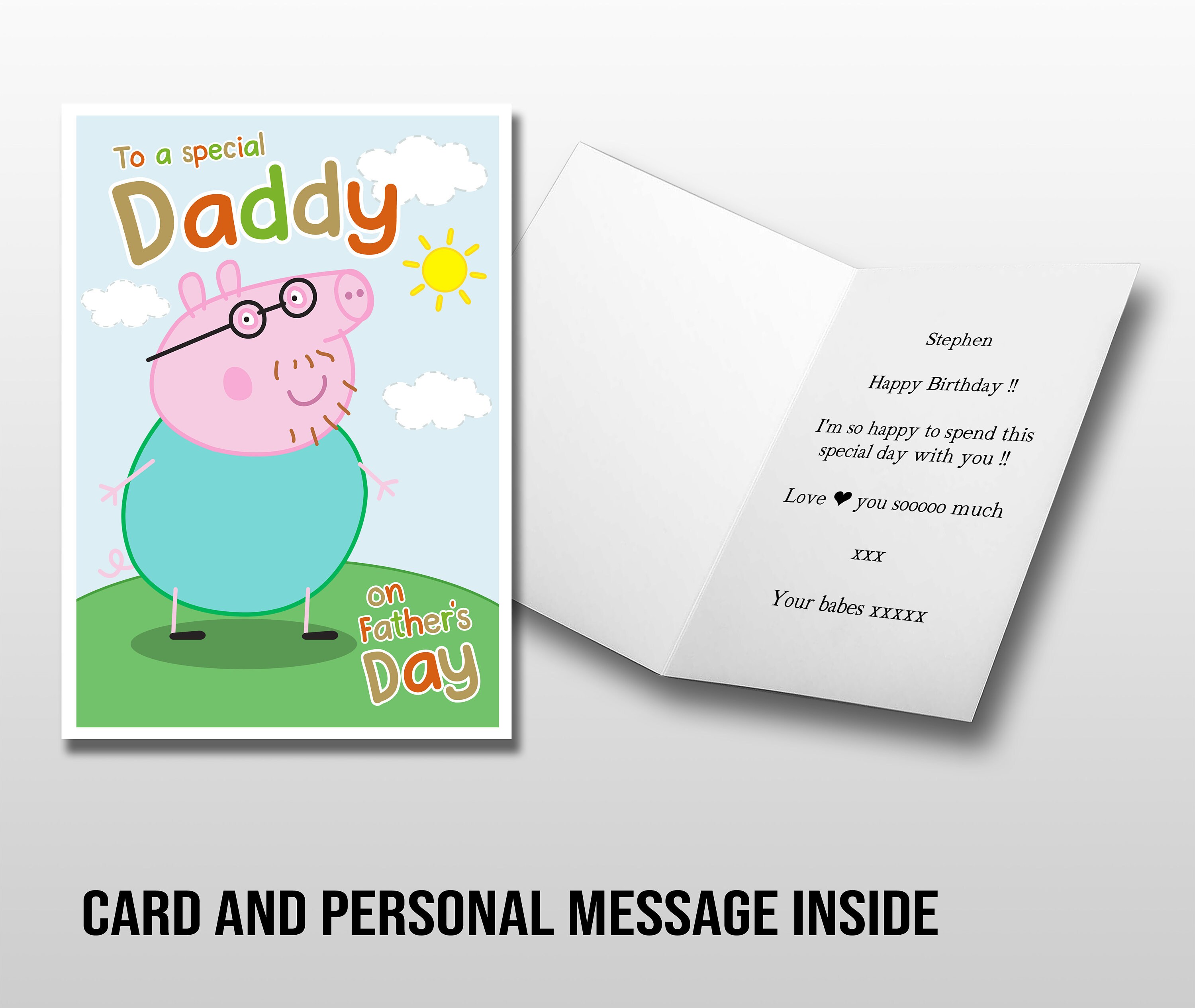 Daddy Pig Fathers Day Card Peppa Pig To a special Daddy | Etsy