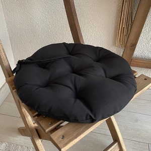 Black cushions, Round Chair Pad for Seat 13-18 inches sizes  in Outdoor Home Kitchen,Textiled cushion,  tufted cushion, home decor