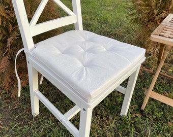 handgemaakte kussens voor stoelen, 16x16, kussens voor thuis, buitenkussens, linnen kussens, linnen kussenzitting, eetkamerstoel