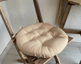 Beige cushions, Round Chair Pad for Seat 13-18 inches sizes  in Outdoor Home Kitchen,Textiled cushion,  tufted cushion, home decor, pillow