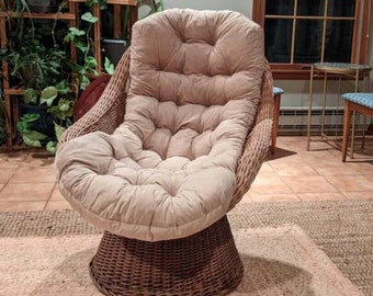 Tufted cushion for rocking chair, rattan wooden chair pad, handmade cushion, linen cushion, decor for Home, rattan cushion, handmade gift,