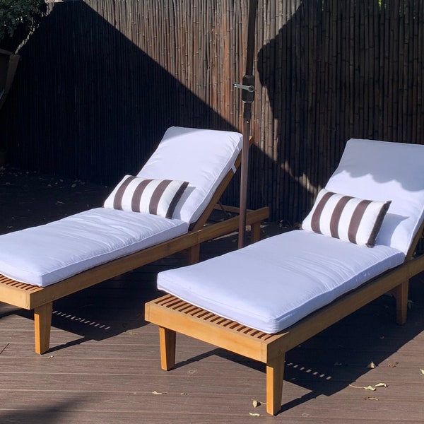 Coussin de chaise longue blanc cassé pour meubles de jardin / coussin de piscine pour chaises longues, chaise longue pour l'extérieur, coussin de chaise longue en lin