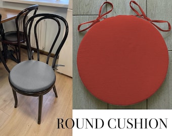 ChairPad pour chaise à manger, coussin avec attaches, cadeau moins de 50, cadeau personnalisé, coussin rond avec dentelle, oreiller de chaise de cuisine