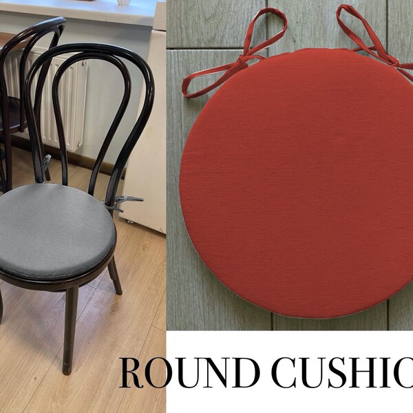 ChairPad pour chaise à manger, coussin avec attaches, cadeau moins de 50, cadeau personnalisé, coussin rond avec dentelle, oreiller de chaise de cuisine