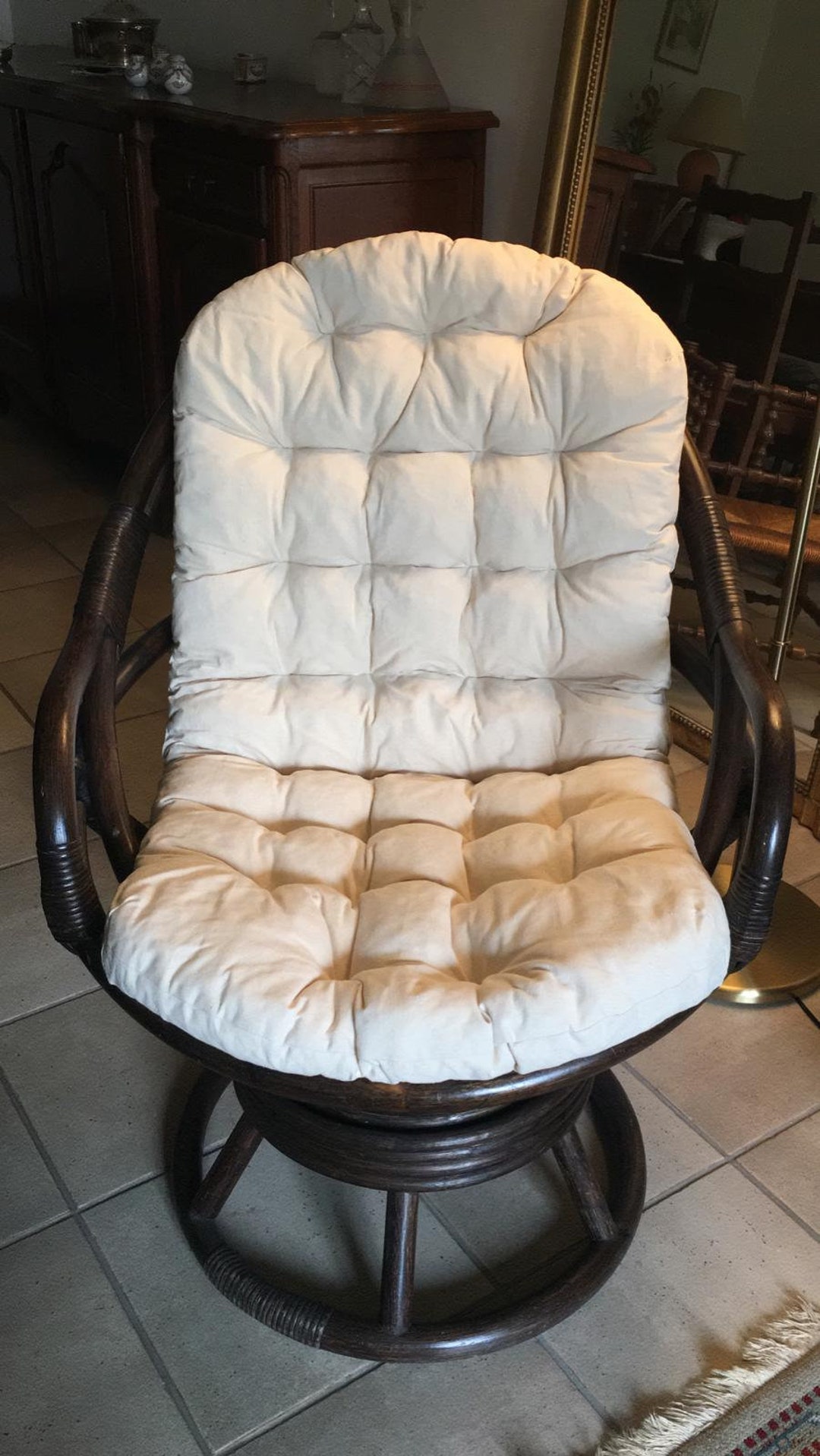 Tufted Cushion for Rocking Chair Rattan Wooden Chair Pad Etsy