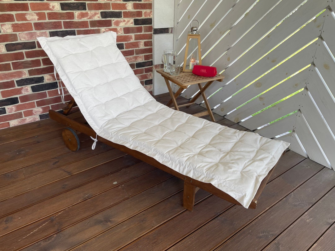 Offwhite Long Chaise Lounge Cushion/ Pool Pad for Sun Lounges, Chaise
