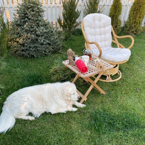 Tufted cushion for rocking chair, rattan wooden chair pad, handmade cushion, linen cushion, decor for Home, rattan cushion, handmade gift, image 4