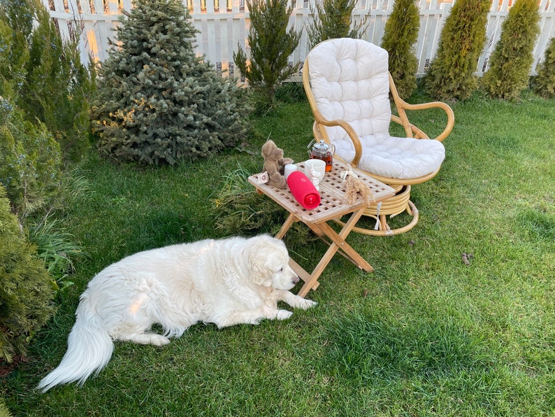 Tufted cushion for rocking chair, rattan wooden chair pad, handmade cushion, linen cushion, decor for Home, rattan cushion, handmade gift, image 4