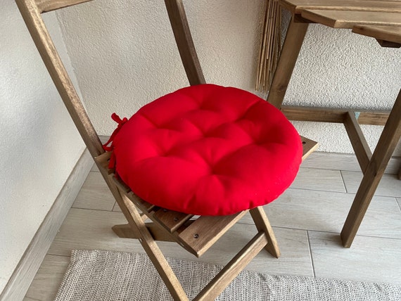 Large Cushion for Chair / Chair Cushion With a Ties / Round 