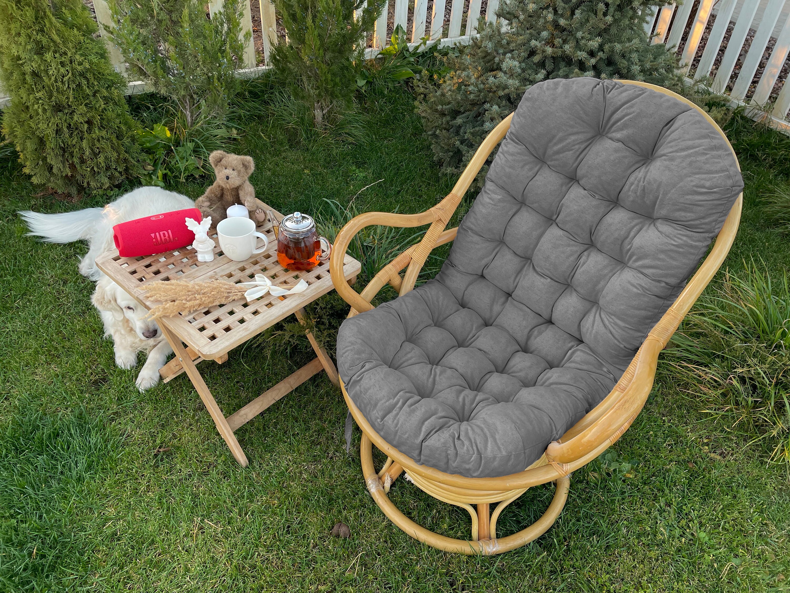 Lelestar Rocking Chair Cushions Papasan Bench Cushion Rectangle Bay Window  Pad Tufted Omega Patio Furniture Lounge Folding Chair Cushions-coffee Color