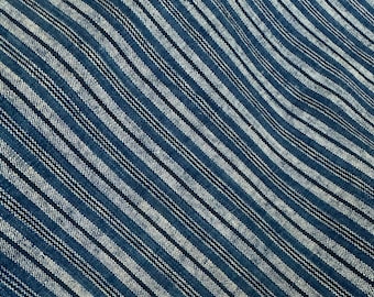 Evening- Vintage indigo ticking stripe fabric, vintage handwoven cotton fabric, blue stripe fabric, boro, vintage indigo dyed fabric