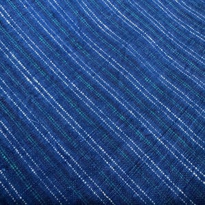 Notizbuch - Vintage Blaue Streifen Baumwollstoff: Handgewebtes Sashiko Material