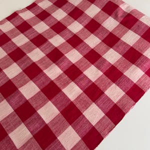 Vichy - Vintage Red and White Gingham Fabric: Handwoven Cotton, Farmhouse Decor