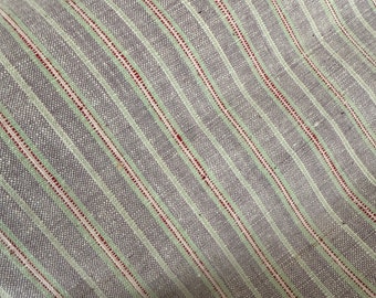 Lily- Grey purple stripe cotton fabric, vintage handwoven fabric, vintage stripe fabric, vintage cotton fabric, vintage workwear