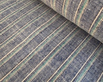 Denim - Vintage Handwoven Blue Striped Fabric – Workwear Fabric, Sashiko Boro