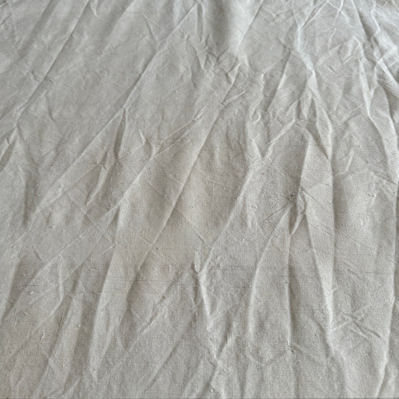 Crema Tessuto di cotone bianco beige vintage, sacco di grano, tessuto tessuto a mano, tessuto pelle di bambola, tessuto di cotone naturale, tessuto di cotone per la tintura immagine 7