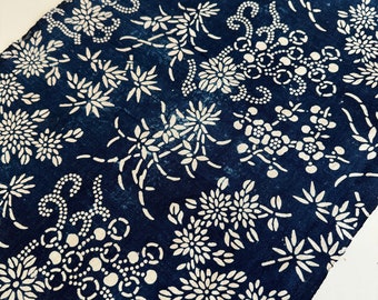 95cmx39cm Vintage Indigo Batik Fabric, Chinese Vintage Indigo Resist Dyed Fabric, boro, KATAZOME, plant dyed fabric, Denim batik