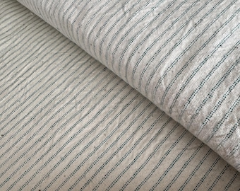 Willow - Tessuto di cotone vintage tessuto a mano - Sacco di grano a righe verdi