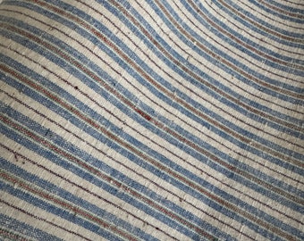 Daisy - Vintage stripe cotton fabric, blue stripe fabric, vintage handwoven fabric, costume fabric, vintage workwear, farmhouse fabric