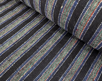 Firefly - Vintage Hand Loomed Cotton Fabric, Striped Ticking
