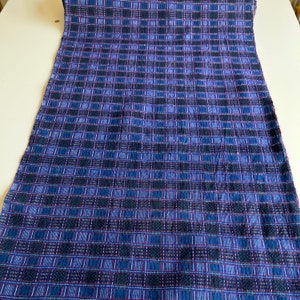 Kaleidoscope Vintage handwoven fabric, twill weave, blue check fabric, costume fabric, furnishing fabric image 3
