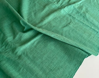 Vintage handgeweven ruwe zijde / Noil poplin / Zijde noil / Groene zijde / Rustieke handgeweven zijde / Handgemaakte zijde / Zijden Gordijnstof