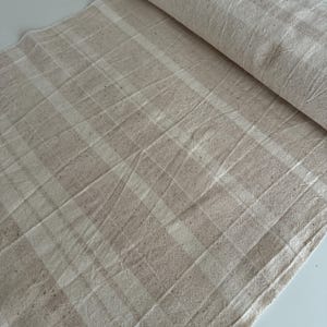 Latte - Vintage beige white cotton fabric, Grain sack, vintage handwoven fabric, natural cotton fabric