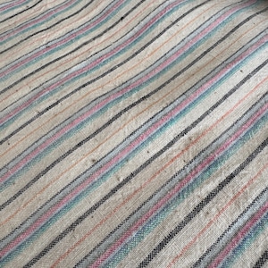 Lily - Vintage stripe cotton fabric, vintage handwoven fabric, Rustic cotton fabric, farmhouse fabric, shabby chic fabric