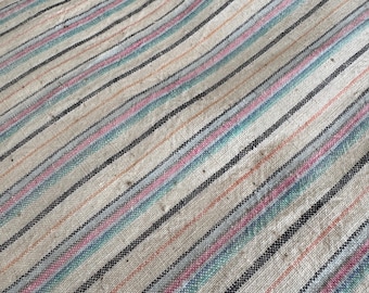 Lily - Vintage stripe cotton fabric, vintage handwoven fabric, Rustic cotton fabric, farmhouse fabric, shabby chic fabric