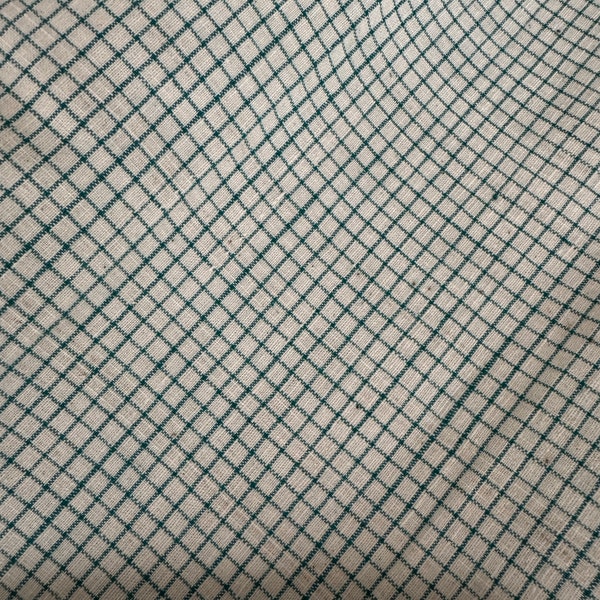 Paddy - Vintage green checker fabric, handoven fabric, green  fabric, patchwork fabric, costume fabric, clothing fabric