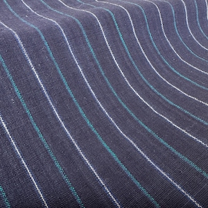 Galaxy- Vintage navy blue stripe fabric, vintage handwoven cotton fabric, blue stripe fabric, boro, vintage indigo dyed fabric