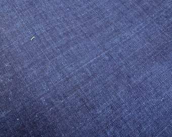 Vintage yarn-dyed indigo cotton fabric, vintage handwoven fabric, vintage blue fabric, costume fabric, Sashiko fabric, vintage workwear