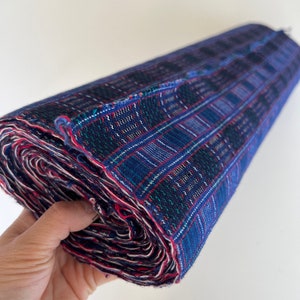Kaleidoscope Vintage handwoven fabric, twill weave, blue check fabric, costume fabric, furnishing fabric image 7